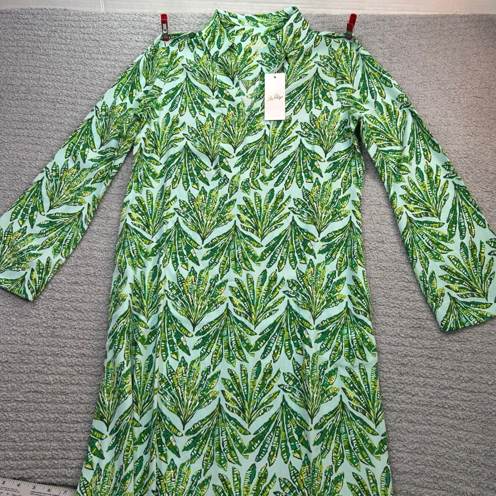 Lilly Pulitzer Simona maxi Dress Palm Leaf Green XS Resort Preppy Tropical nwt - Picture 2 of 8